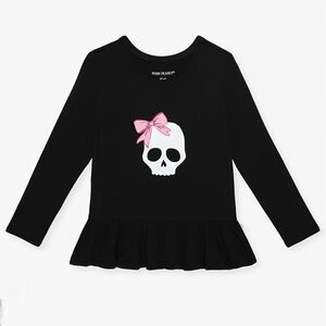 Posh Black Spooky Kelly Ruffled Tee 3T/4T NWT
